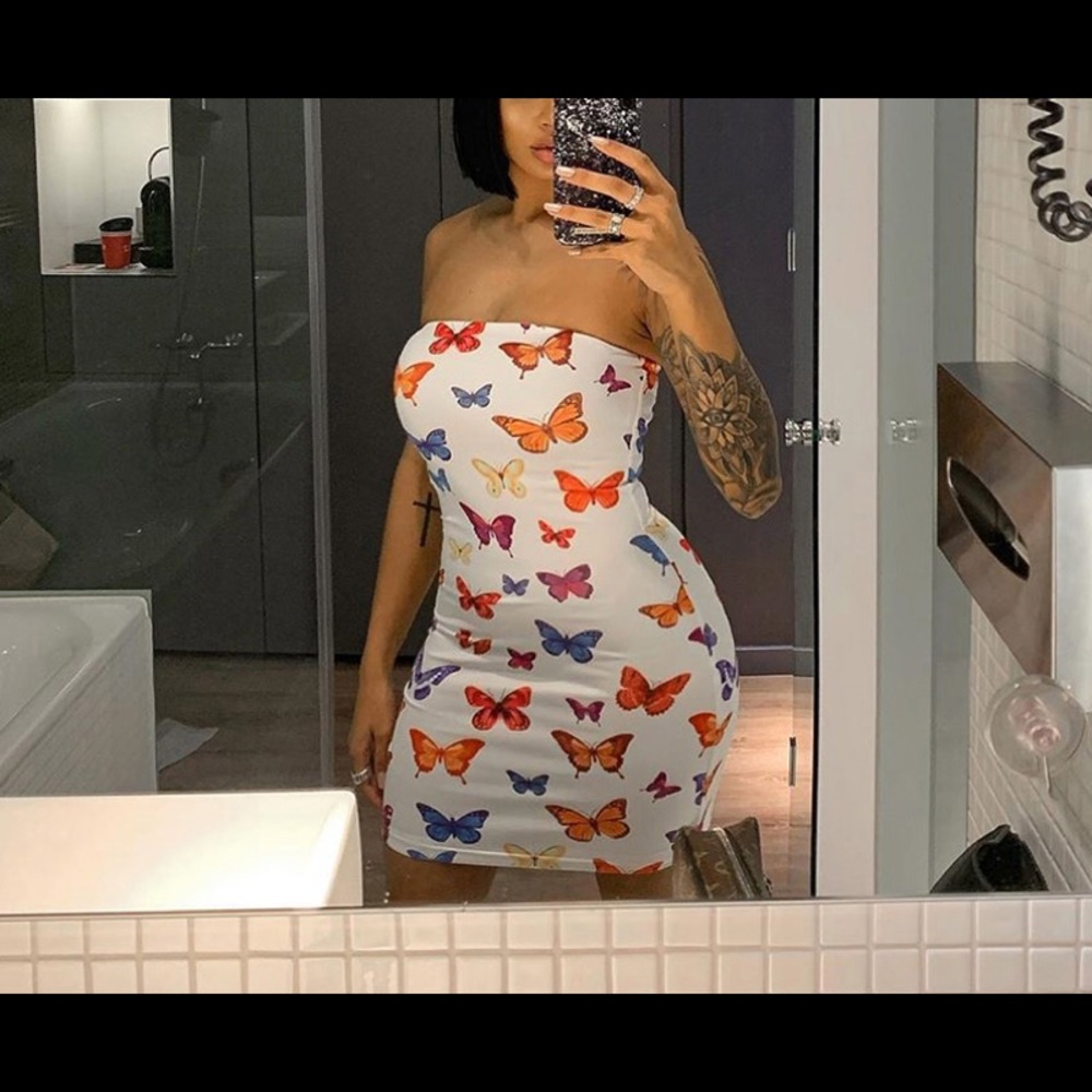 Butterfly strapless bodycon dress - Picture 3 of 5